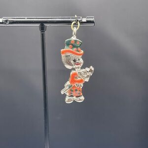 Handmade Enameled Italian Sterling Silver Leprechaun Pendant